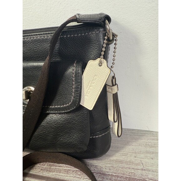Coach Park Leather Swingpack F49170 Black Shoulder Crossbody Bag Messenger - Picture 9 of 17